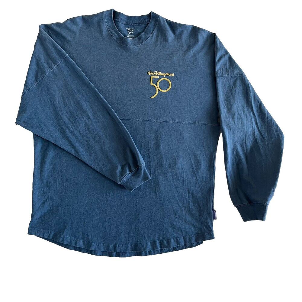 Walt Disney World 50th Anniversary Spirit Jersey Shirt Blue Crewneck Medium